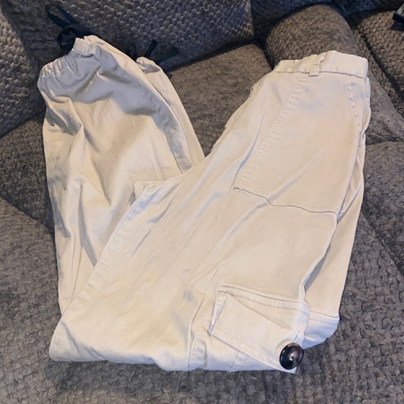 Khaki cargo style pants elastic ankles size medium EUC - Picture 2 of 16